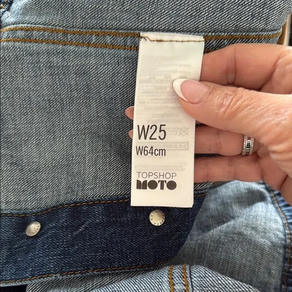 Topshop Moto Women's Blue Jeans Skirt Button-up - Picture 3 of 5